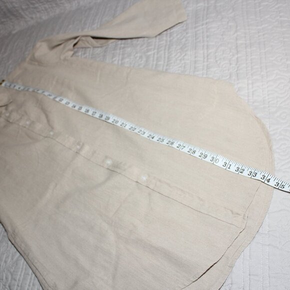 Dr. Flax Womens Linen Button Down Tunic with Pockets 3/4 Sleeve Size S/M Beige - Picture 8 of 9
